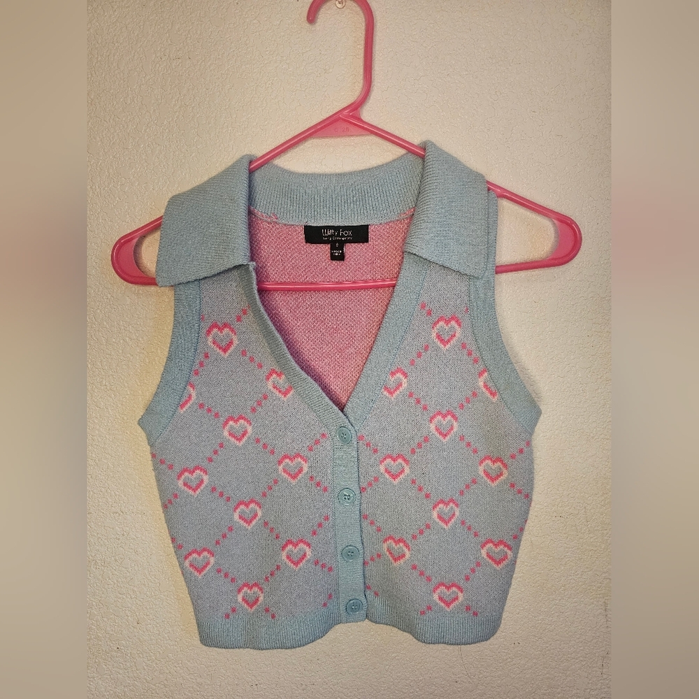 Heart Patterned One Piece - Blue and Pink